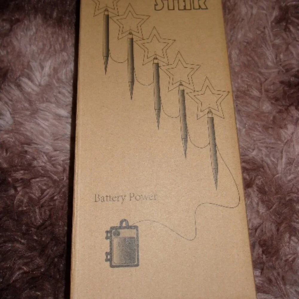 Warm White decorative star battery powered Pathway lights set of 5 New